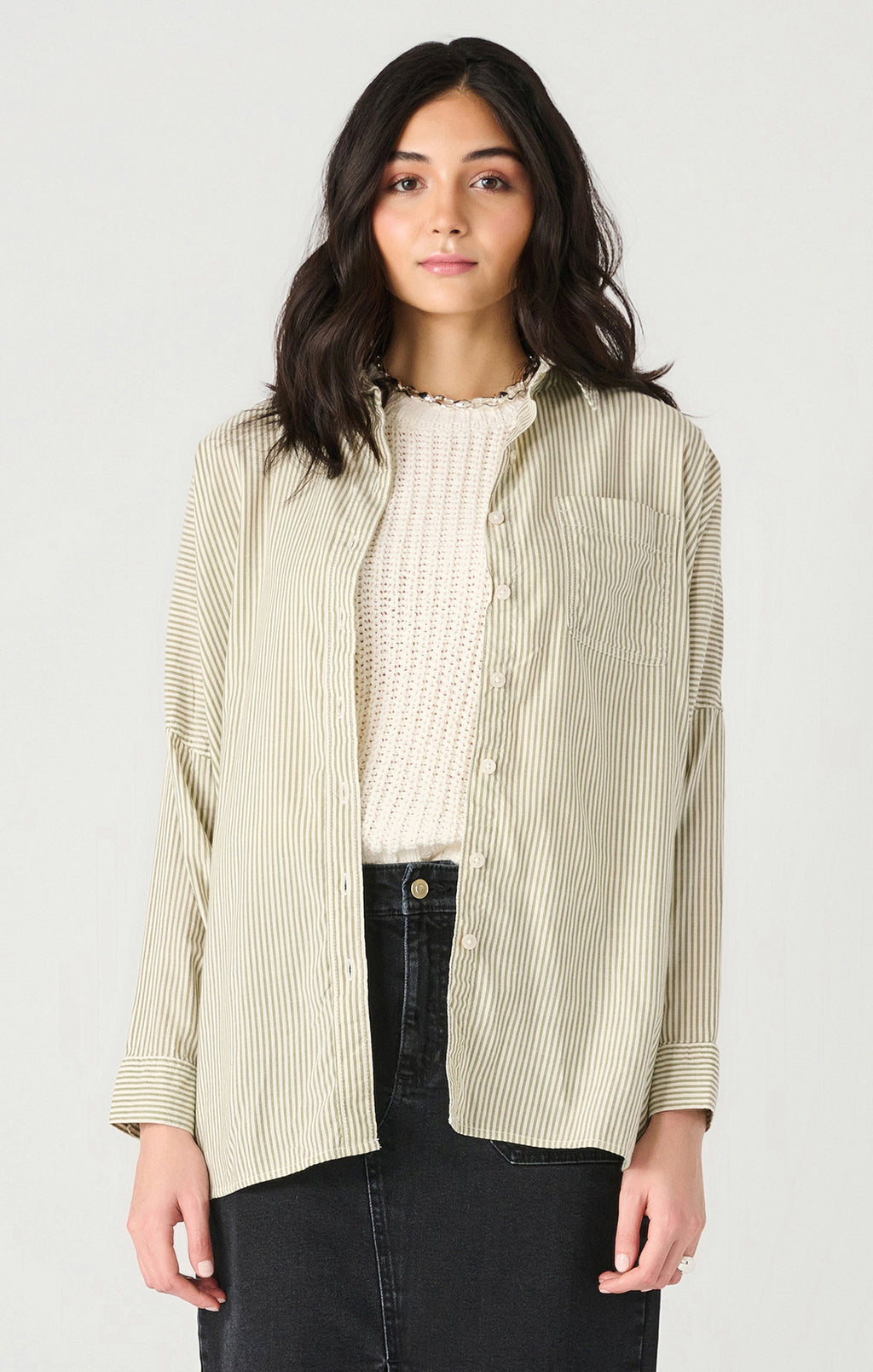 Pinstriped Boyfriend Shirt- Dex