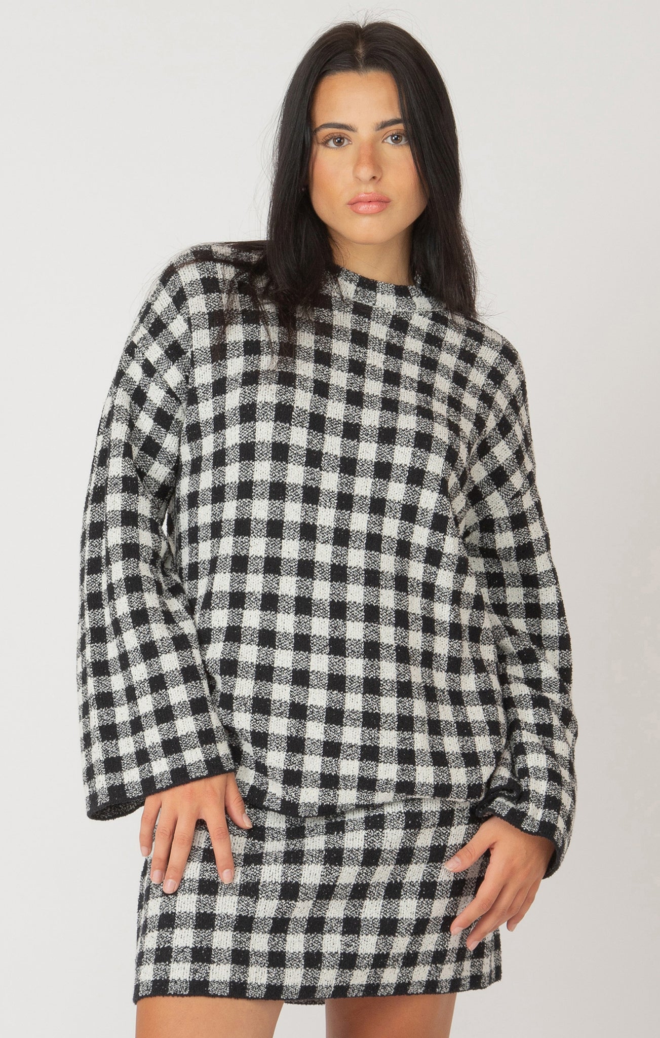 Checked Knit Top- dex