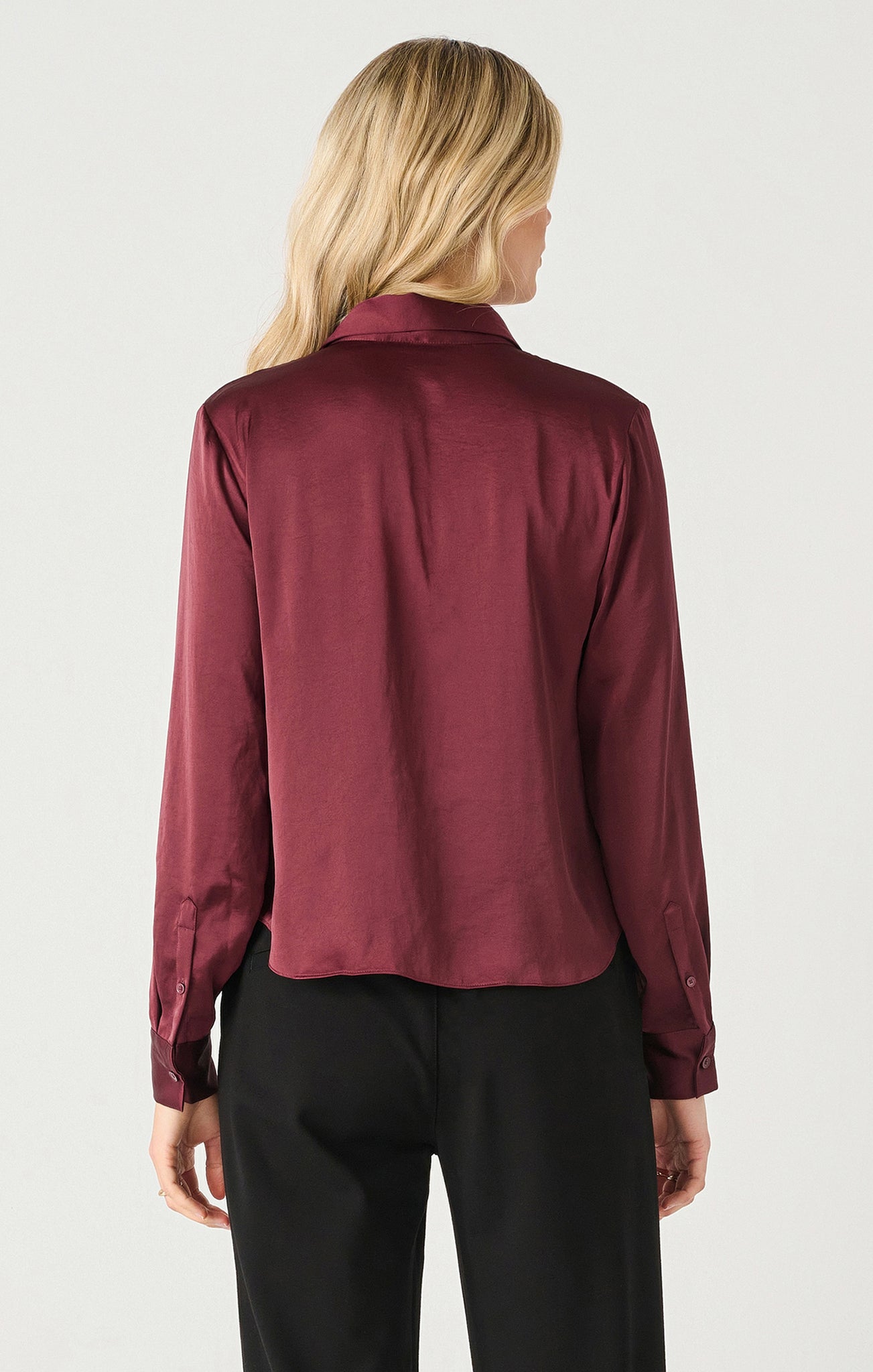 Burgundy Satin Blouse- Black Tape