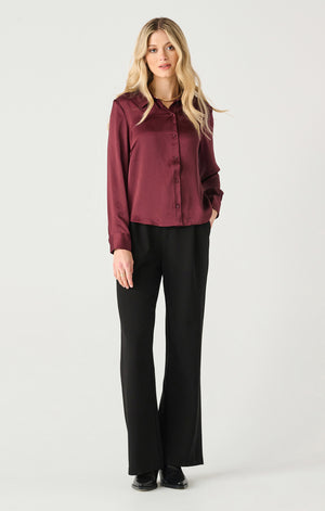 Burgundy Satin Blouse- Black Tape