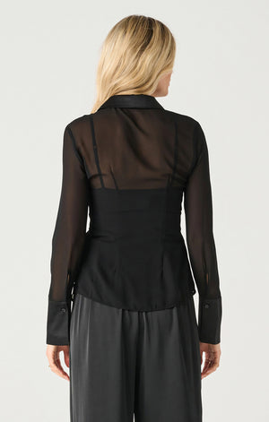 Satin Trim Shirt-Black Tape