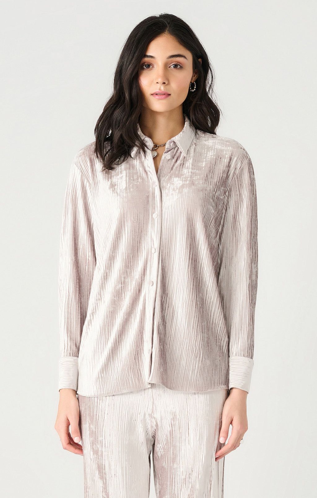 Plisse Velvet Shirt-Dex