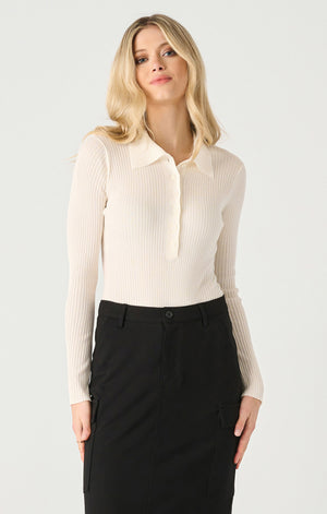 Polo Knit Top- Black Tape