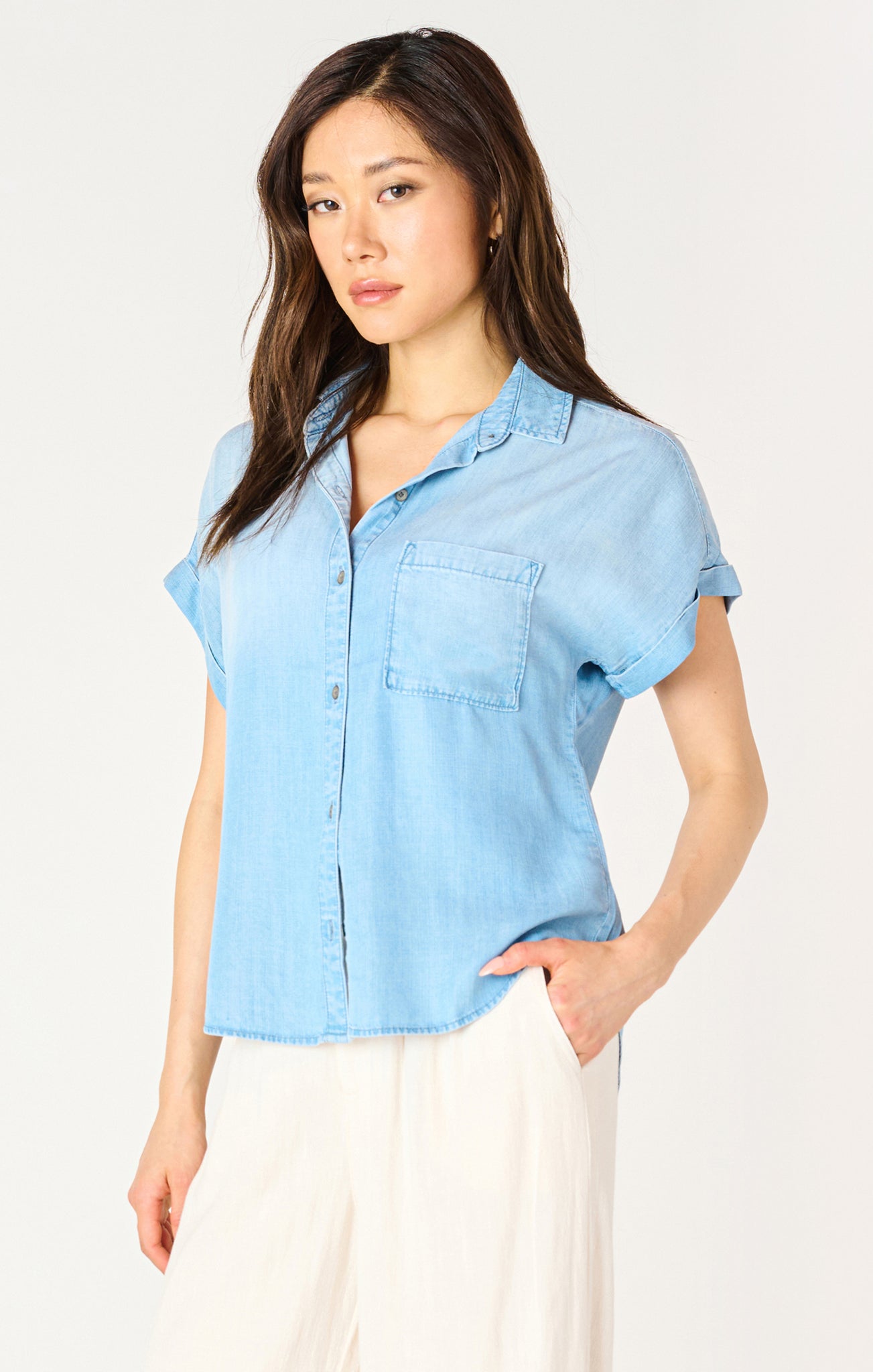 Tasha S/S Denim Shirt- Black Tape