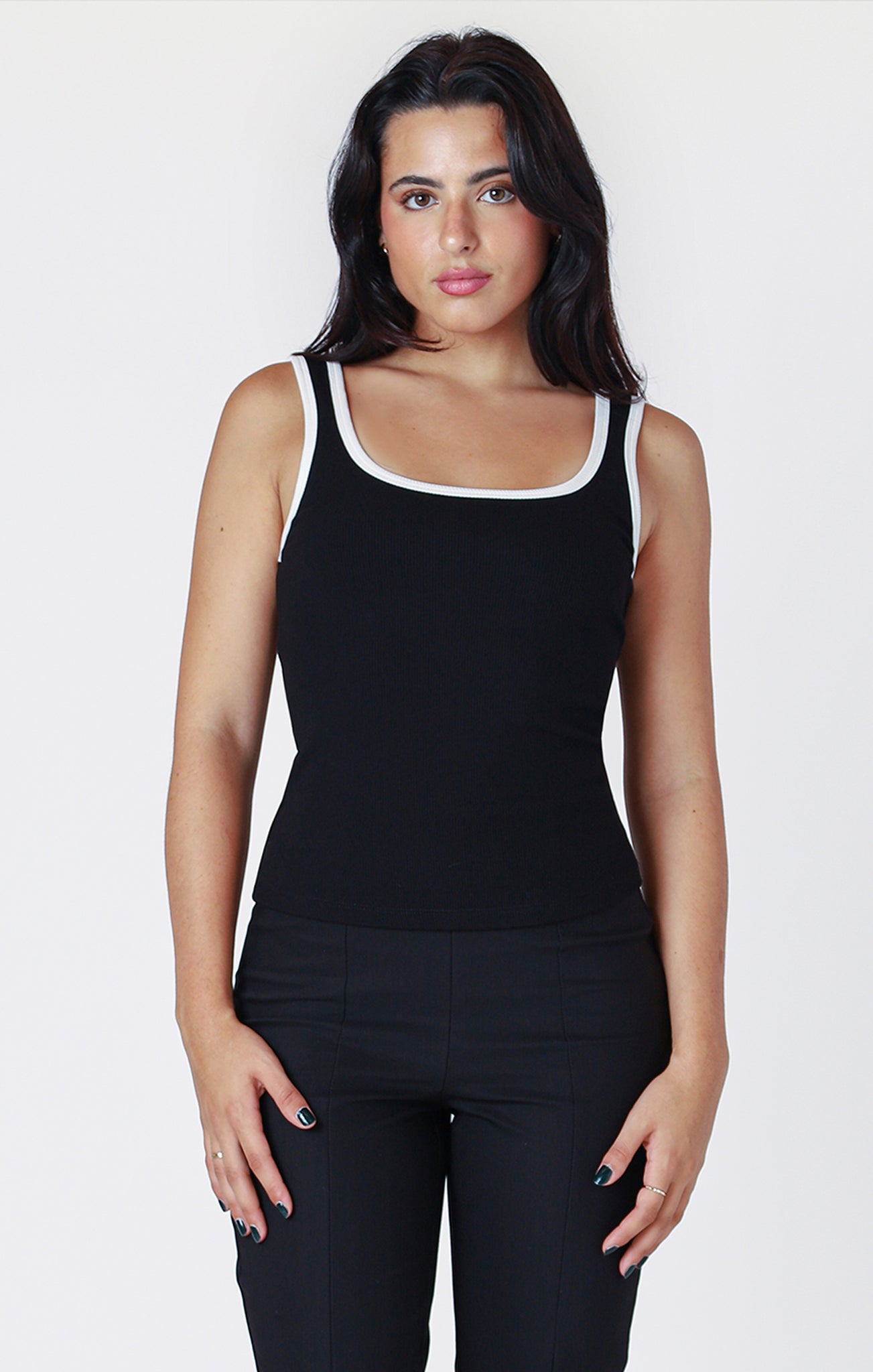 Contrast Tank Top- Black Tape