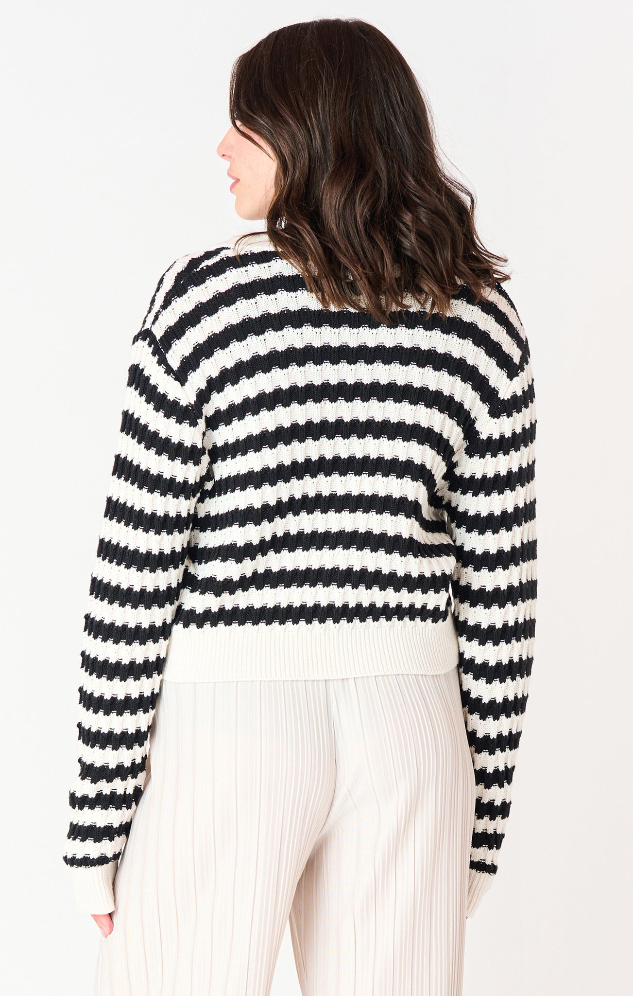 Gizelle Striped Cardi- Black Tape