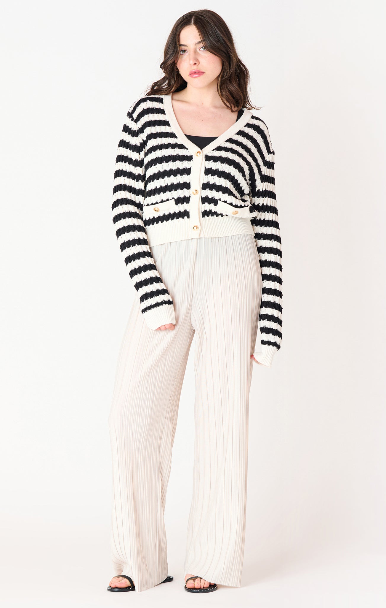 Gizelle Striped Cardi- Black Tape