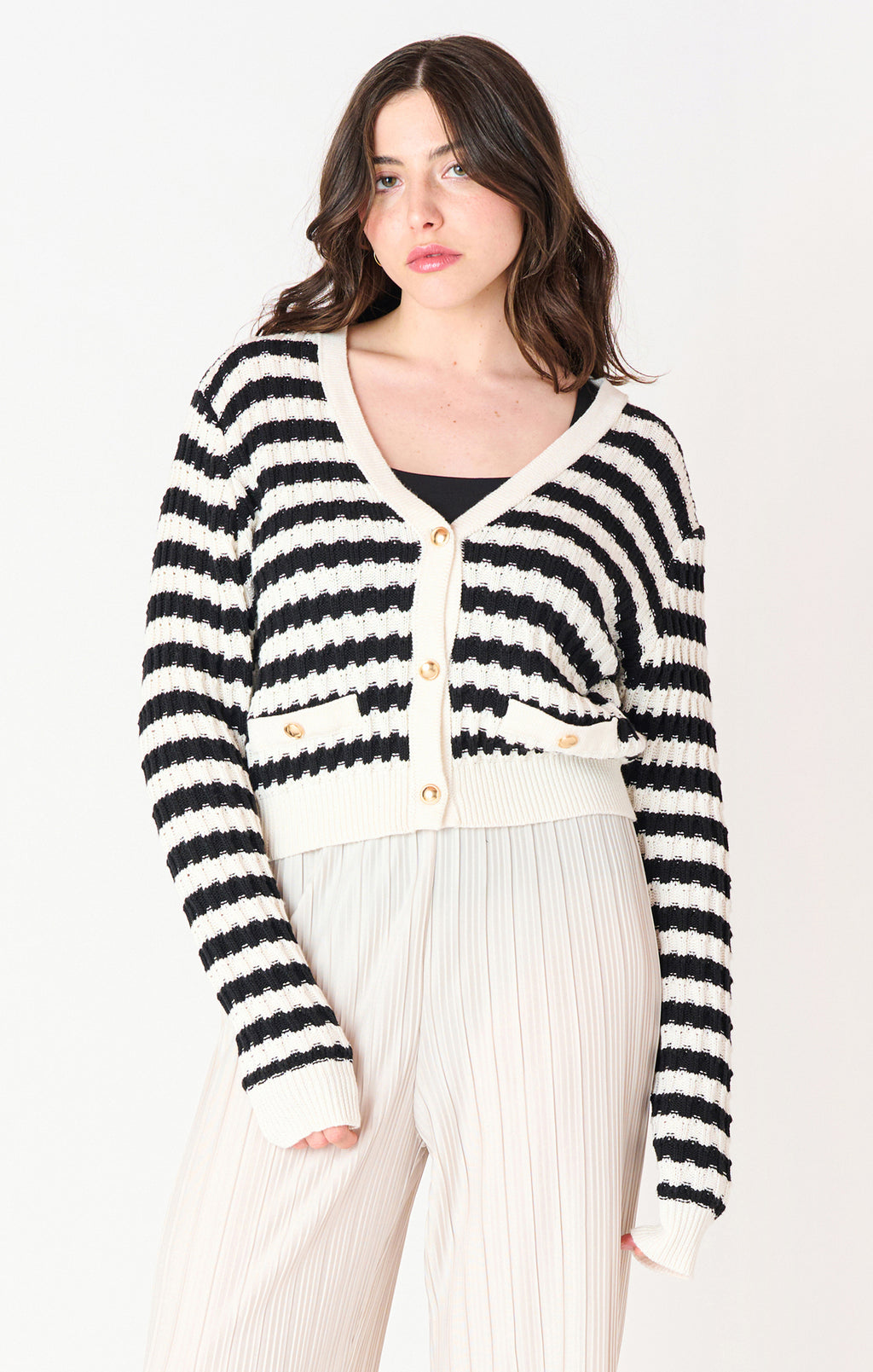 Gizelle Striped Cardi- Black Tape