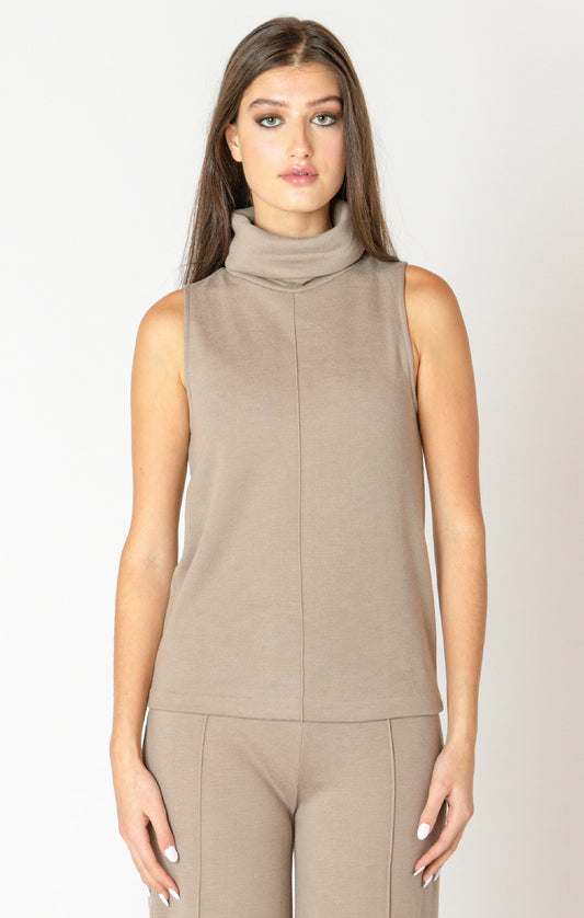 Rolled Neck Top- Black Tape