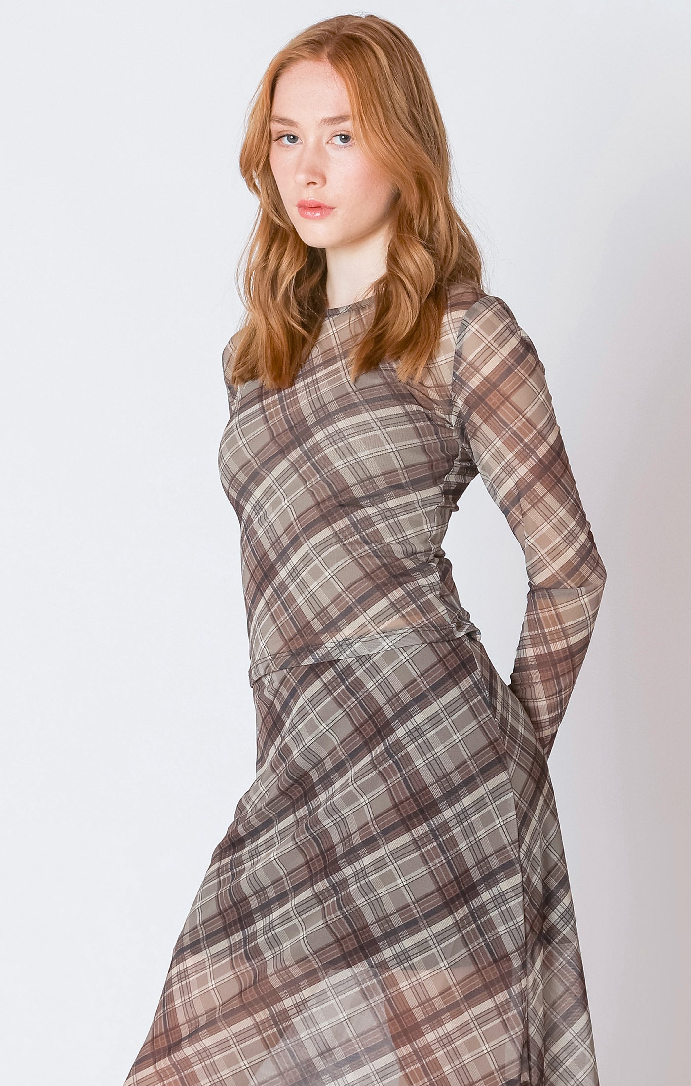 Neutral Plaid Top- Dex