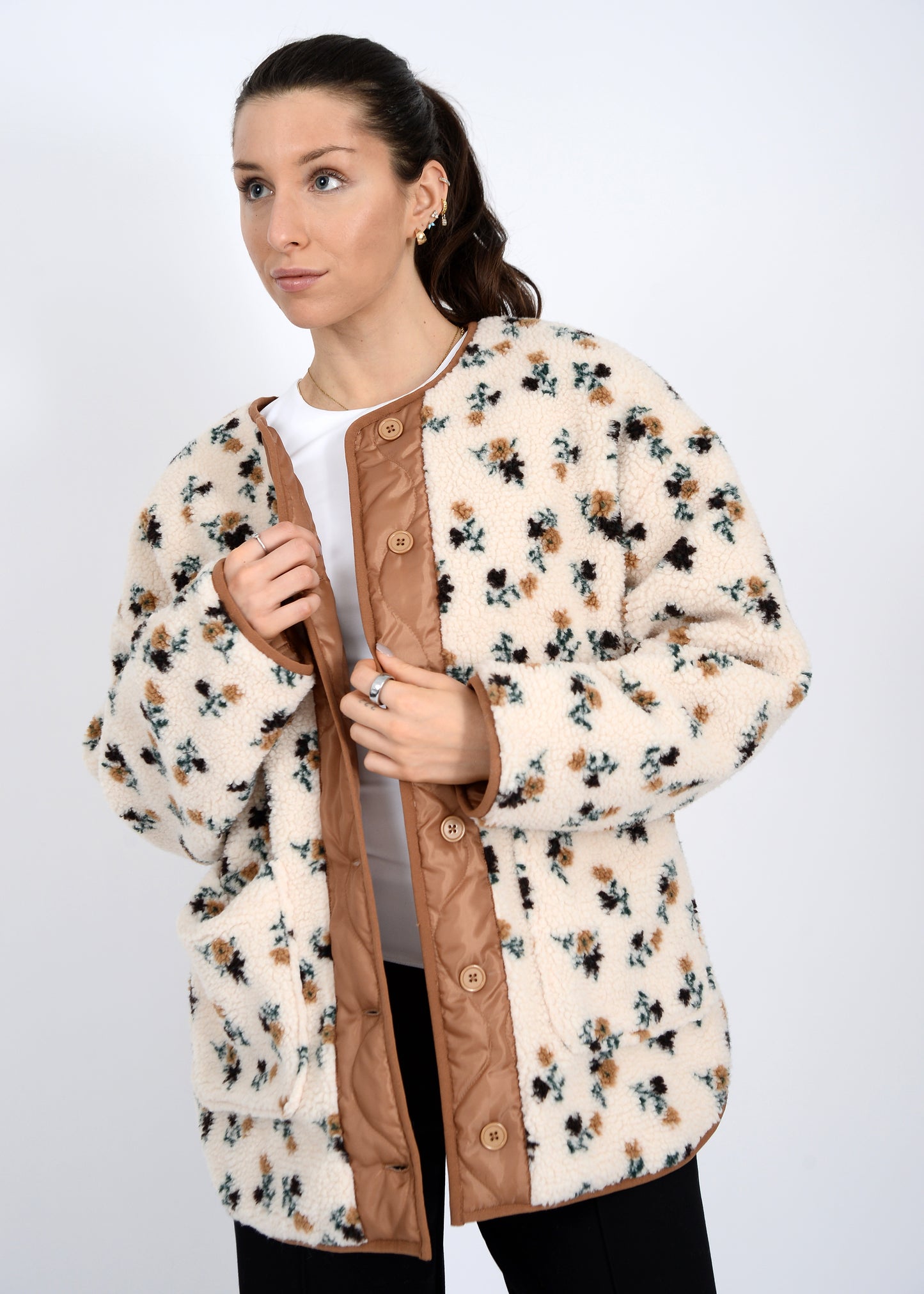 Sophia Sherpa Button Jacket- Rd Style