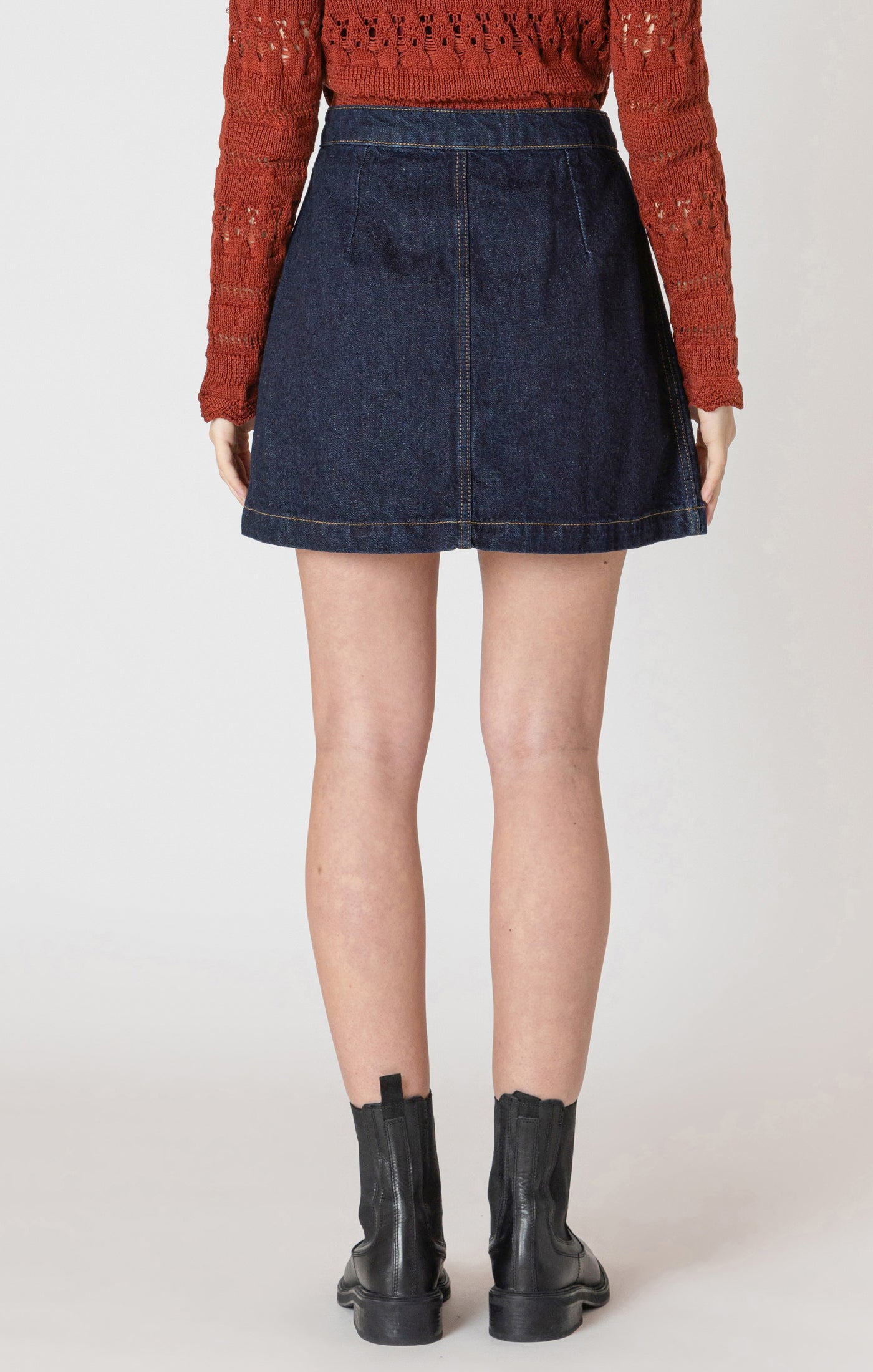 Indigo Button Skirt-Dex