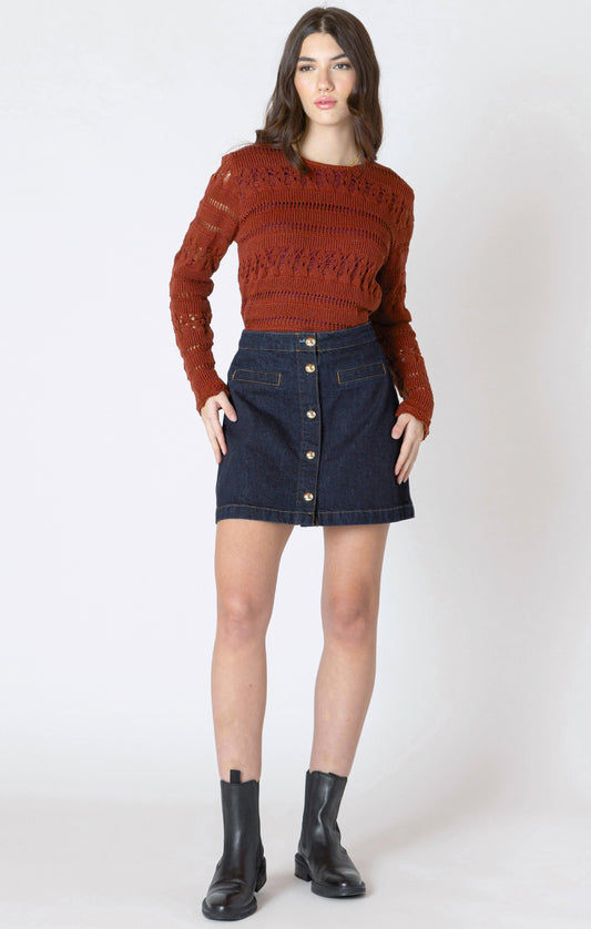 Indigo Button Skirt-Dex