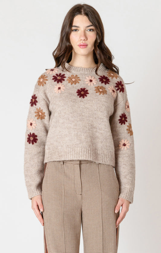 Fall Flowers Knit Sweater-Black Tape