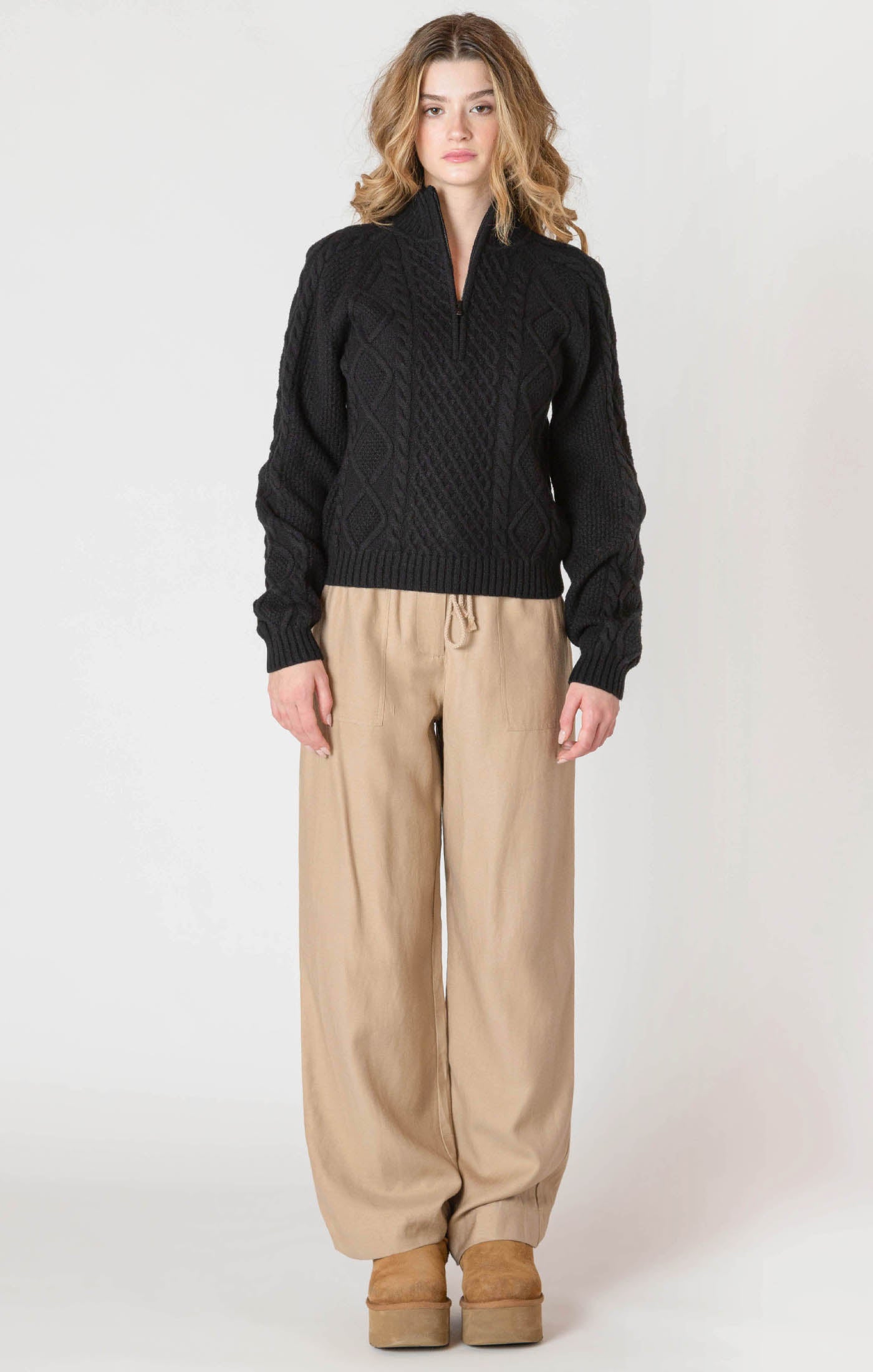 Half Zip Cable Sweater- Room 34