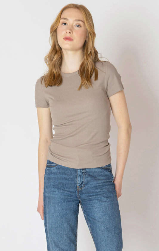 Basic Rib Tee-Almond- Dex