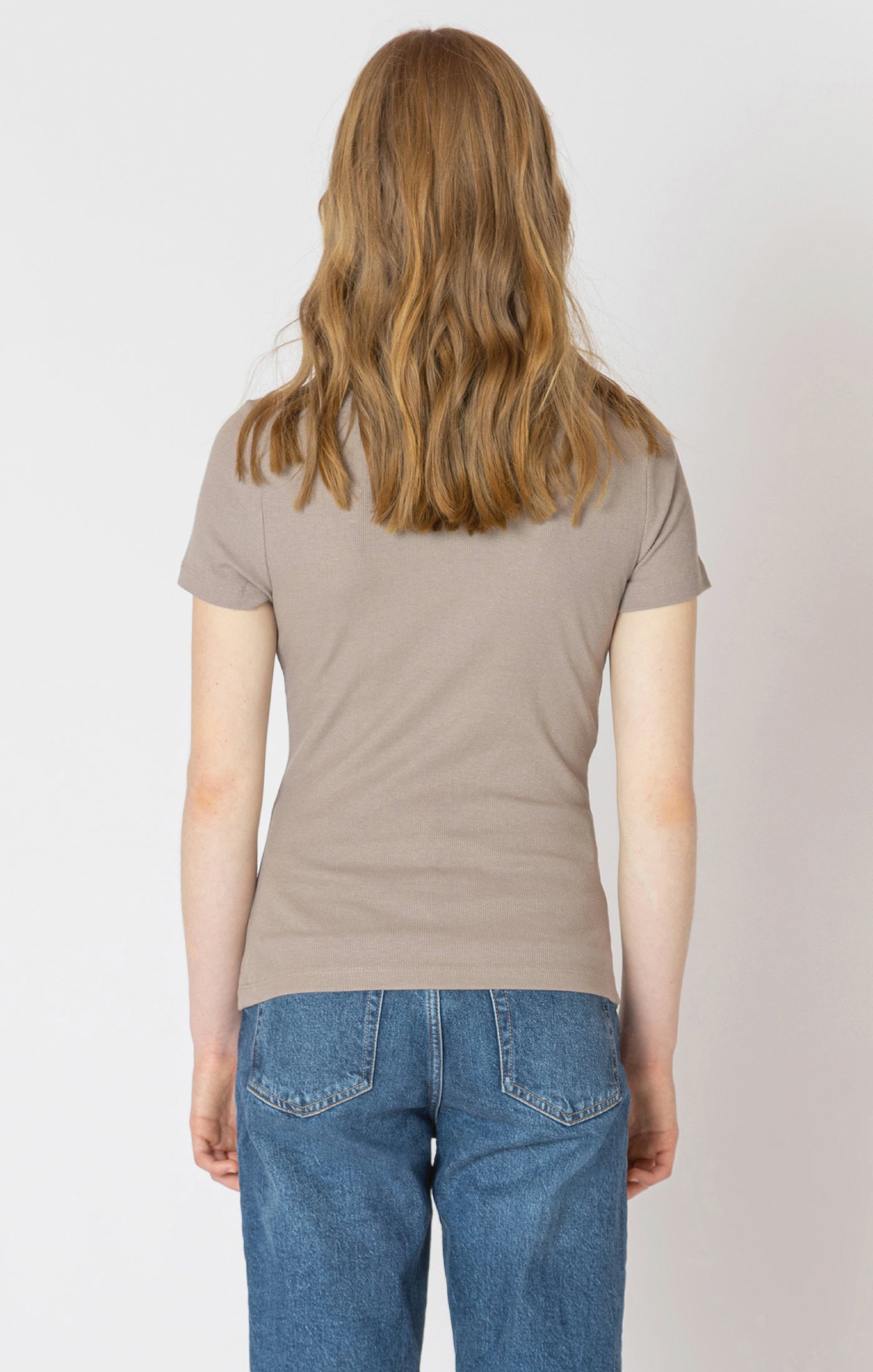 Basic Rib Tee-Almond- Dex
