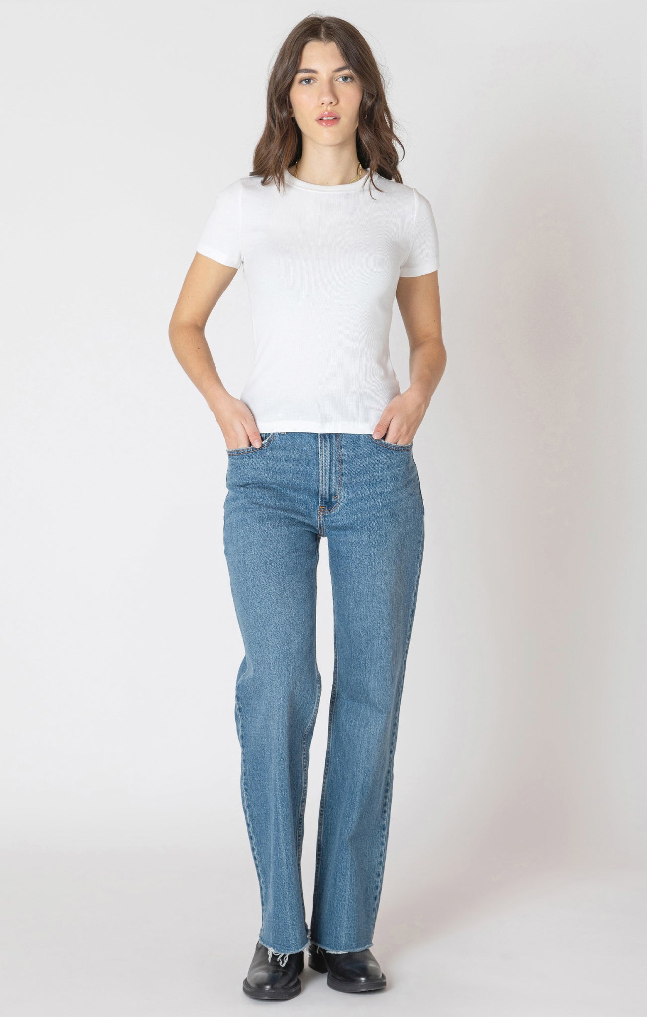 Basic Rib Tee-Almond- Dex