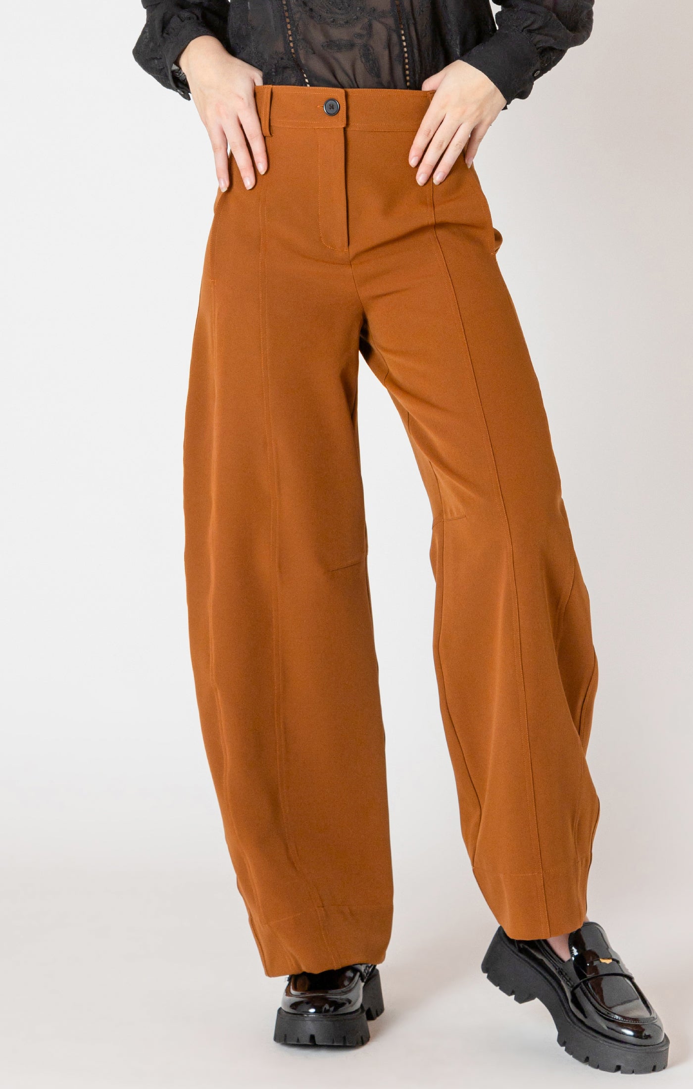 Caramel Barrel Trousers-Black Tape