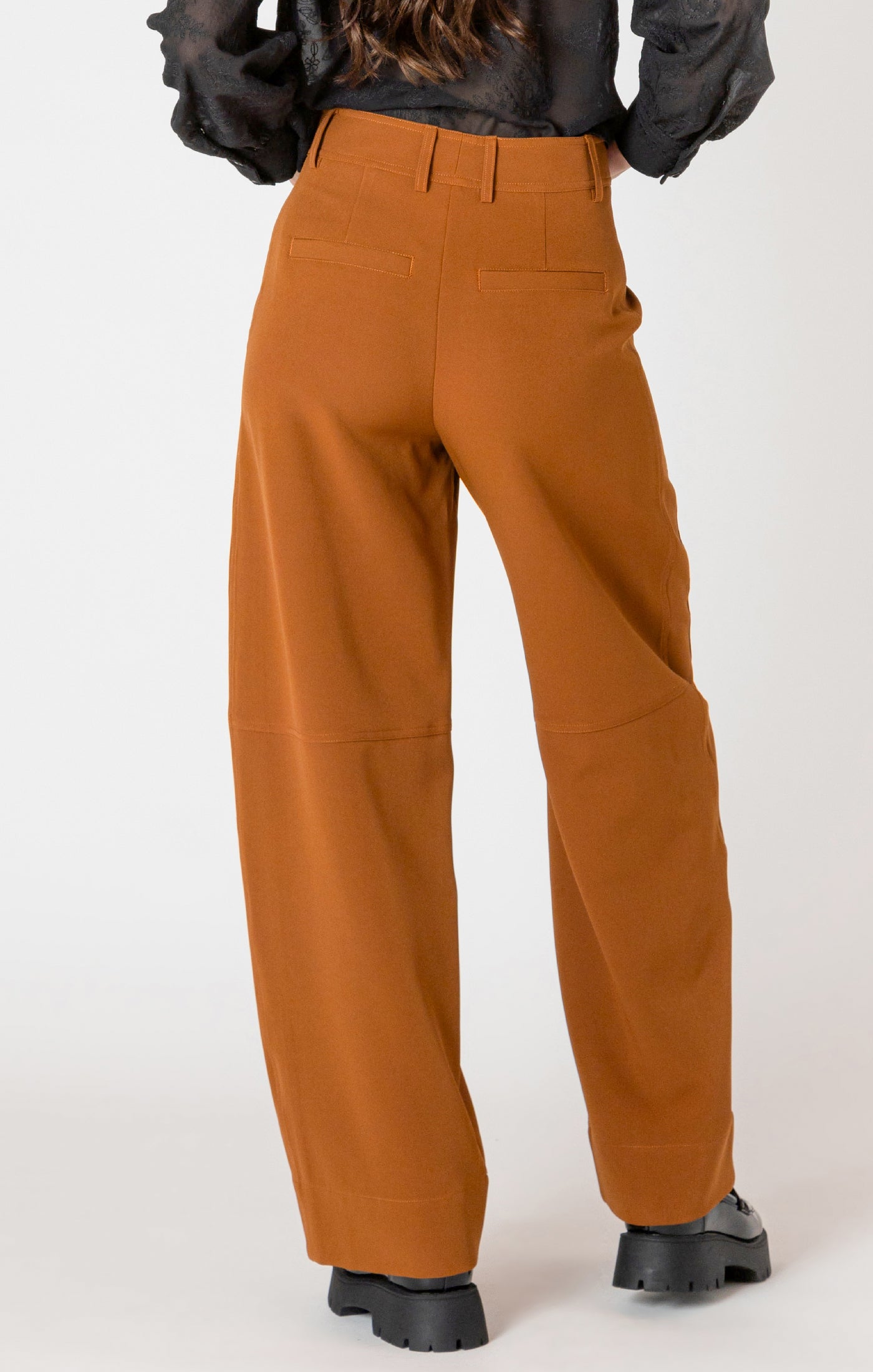 Caramel Barrel Trousers-Black Tape