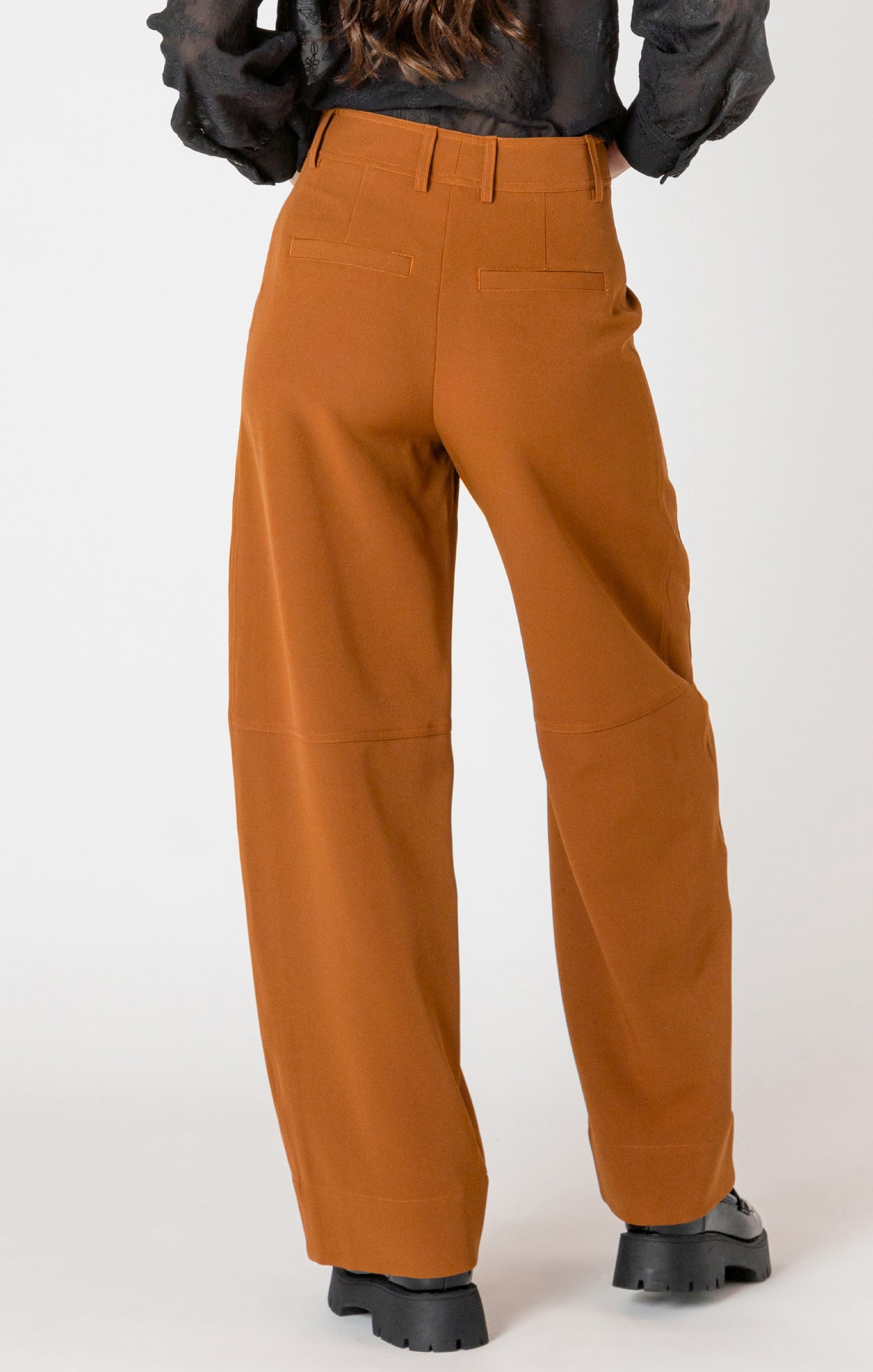 Caramel Barrel Trousers-Black Tape