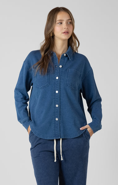 Washed Indigo Shirt Jacket- Dex - Uforia Muse 