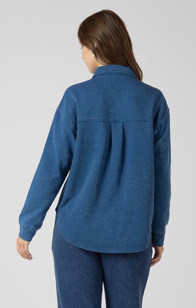 Washed Indigo Shirt Jacket- Dex - Uforia Muse 