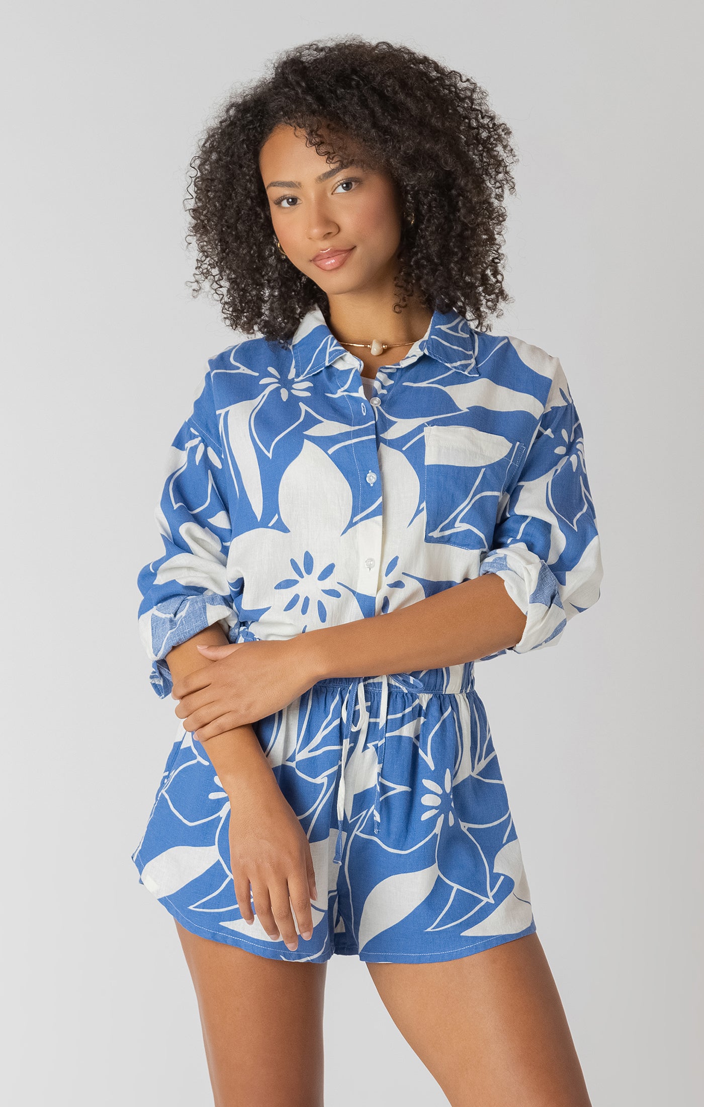 Azure Floral Shirt- Room 34 - Uforia Muse 