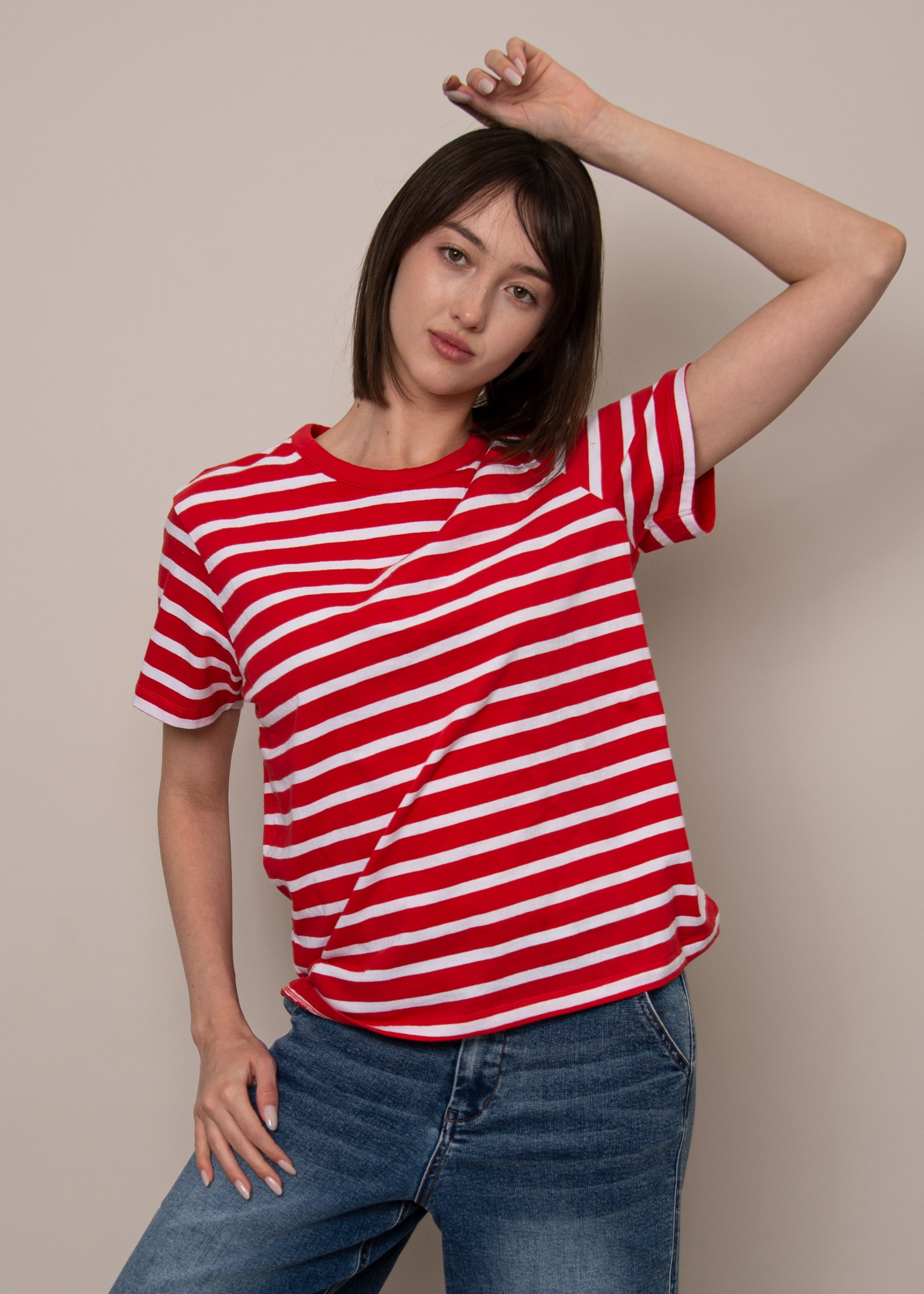 Basic Crew- Cherry Stripe-Rd Style - Uforia Muse 