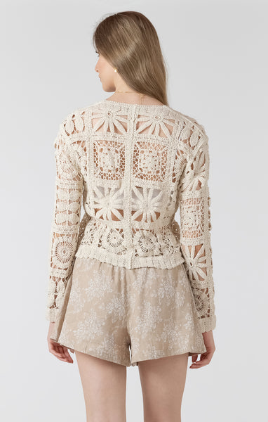 Open Weave Crochet Cardi- Black Tape