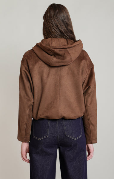 Danica Faux Suede Hooded Bomber- Dex
