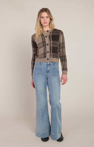 Mocha Plaid Cardigan- Room 34