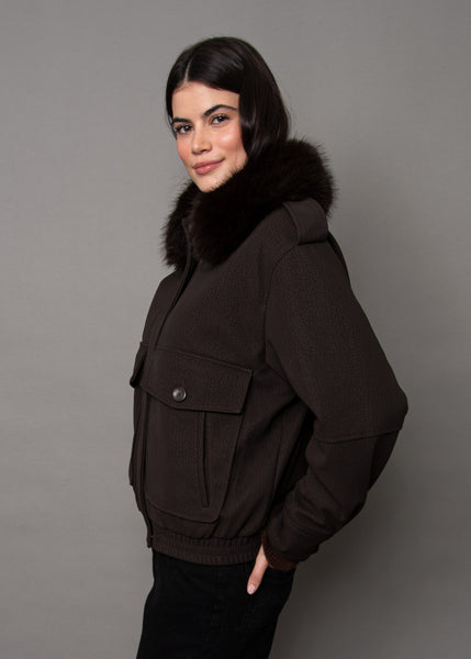 Mikaya Vegan Leather Bomber w/ Removable Fur