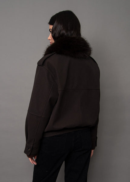 Mikaya Vegan Leather Bomber w/ Removable Fur