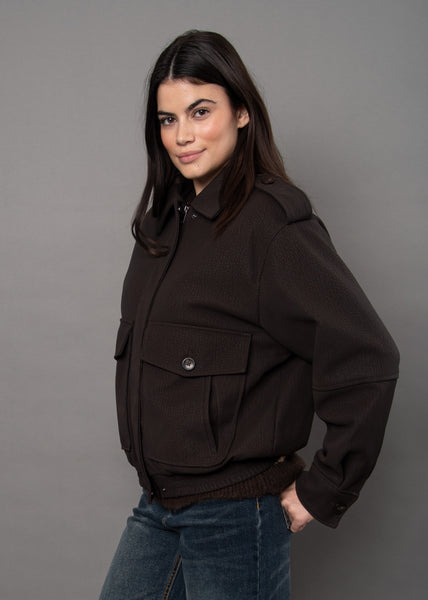Mikaya Vegan Leather Bomber w/ Removable Fur