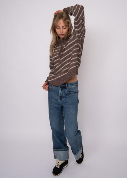 Suavia Henley Stripe Sweater-RD Style