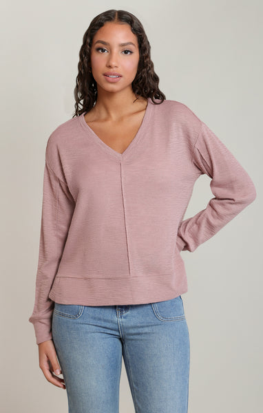 V-Neck Top-Rose- Dex