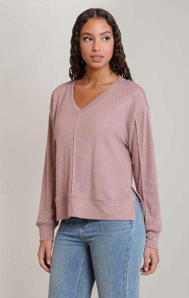 V-Neck Top-Rose- Dex