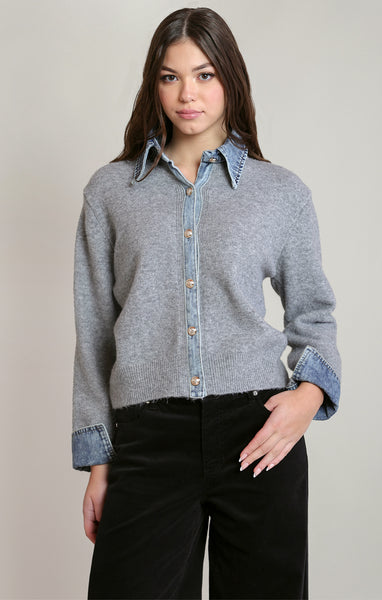 Bellwood Denim Trim Sweater- Dex