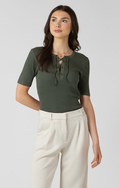 Ribbed Lace Up Tee - Dex - Uforia Muse 