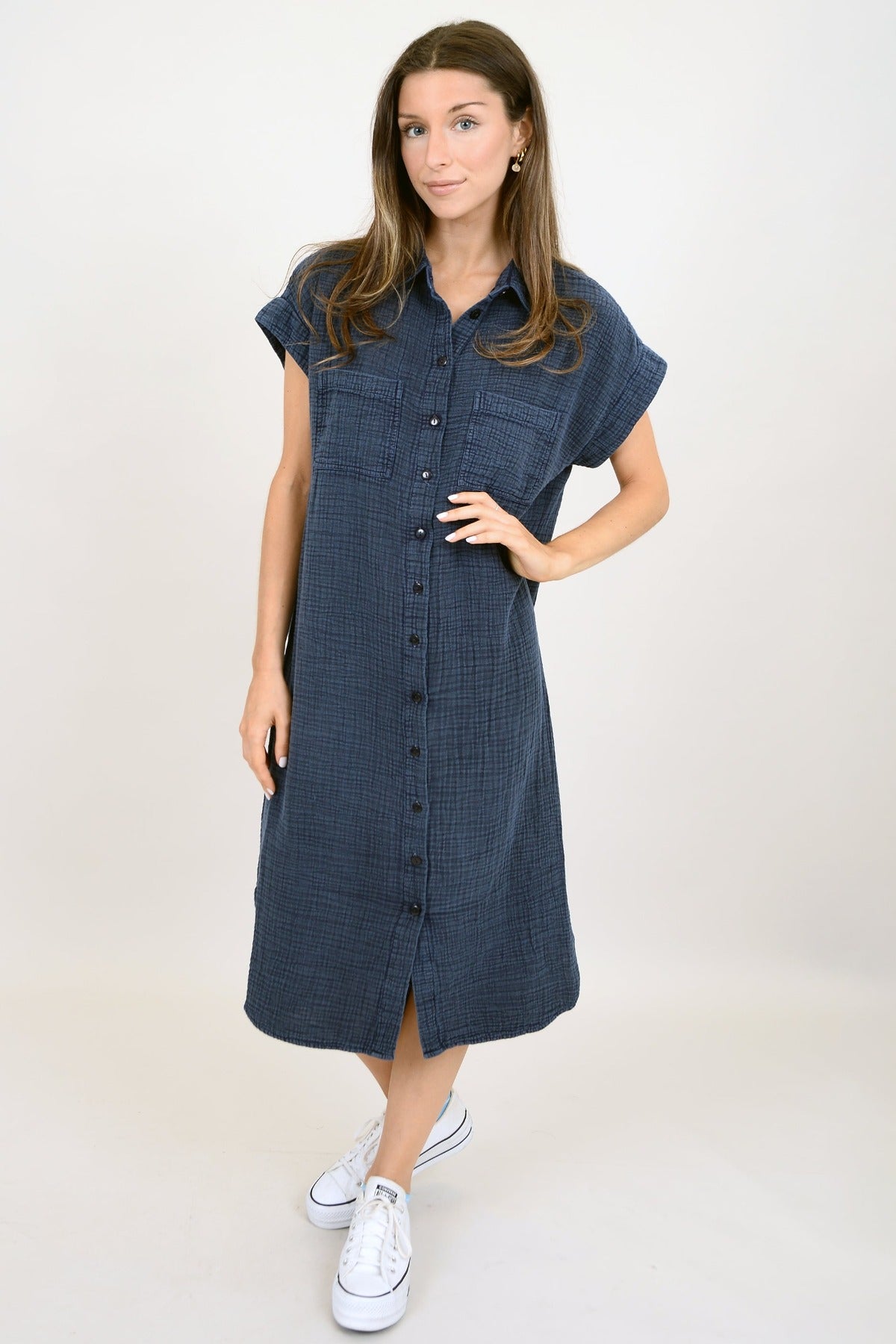 Aira Gauze Shirt Dress- INK - RD Style - Uforia Muse 