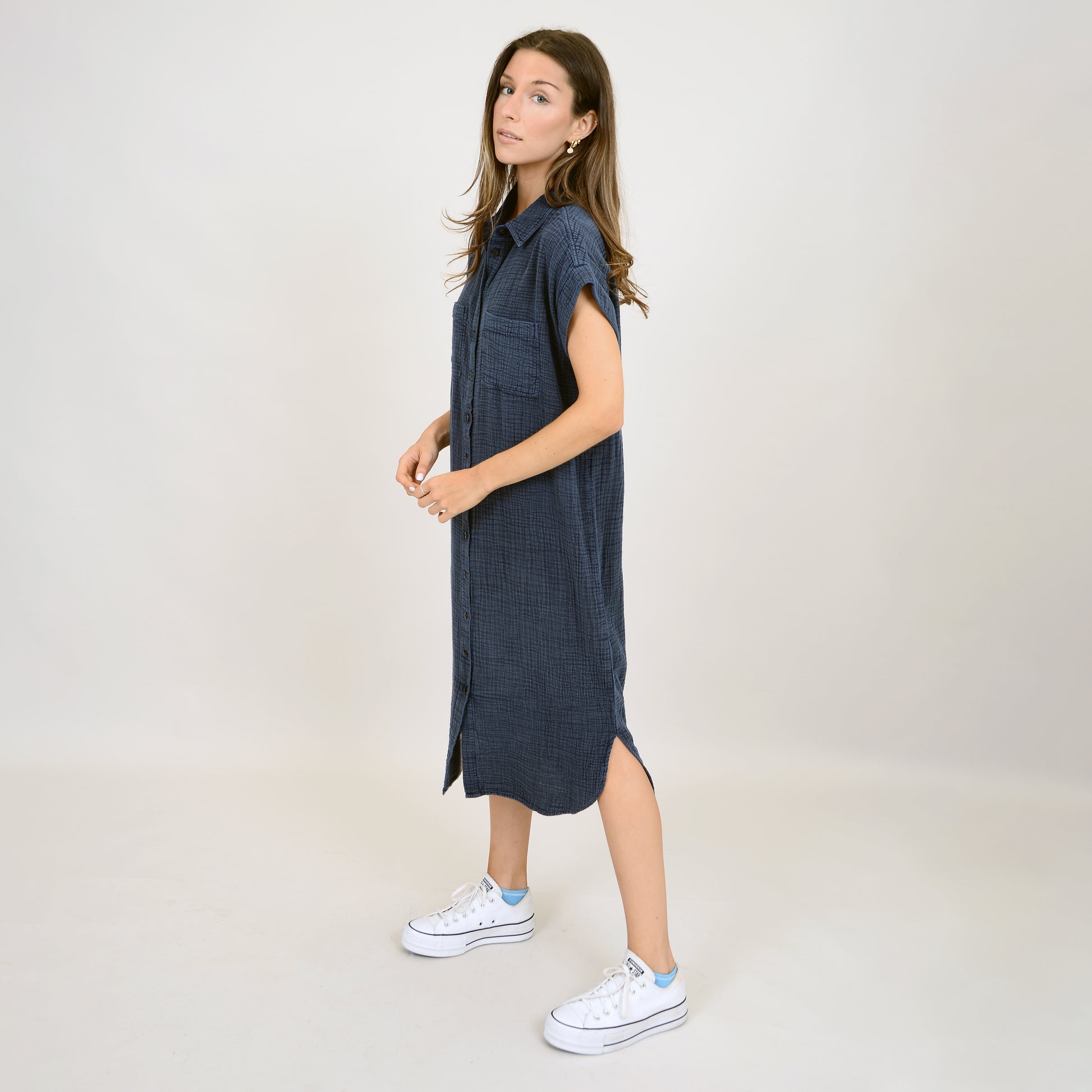 Aira Gauze Shirt Dress- INK - RD Style - Uforia Muse 