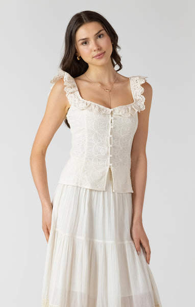 Ecru Eyelet Tank-Dex - Uforia Muse 