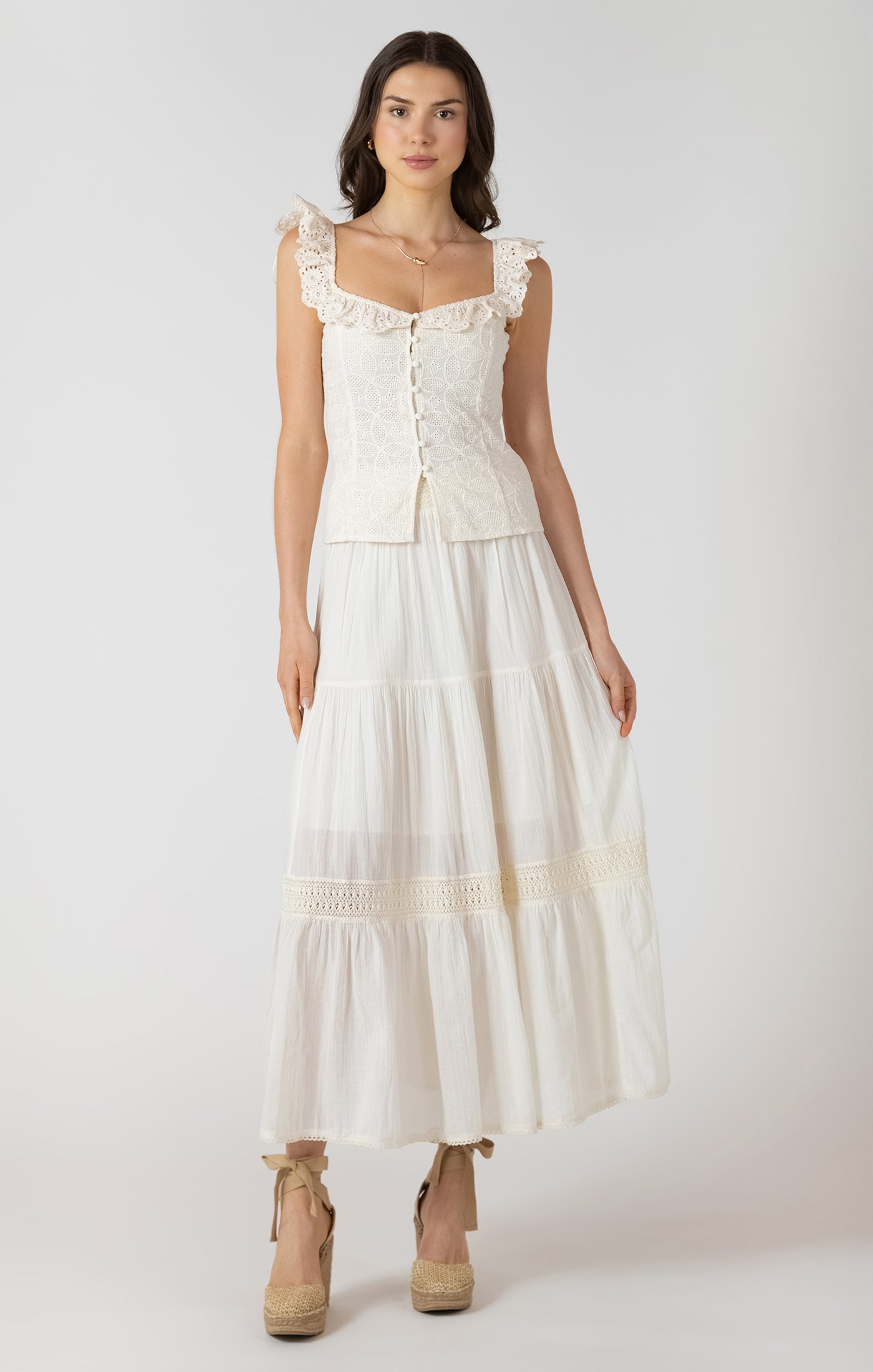 Ecru Eyelet Tank-Dex - Uforia Muse 