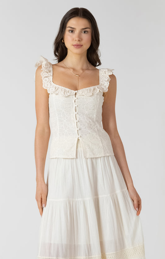 Ecru Eyelet Tank-Dex - Uforia Muse 