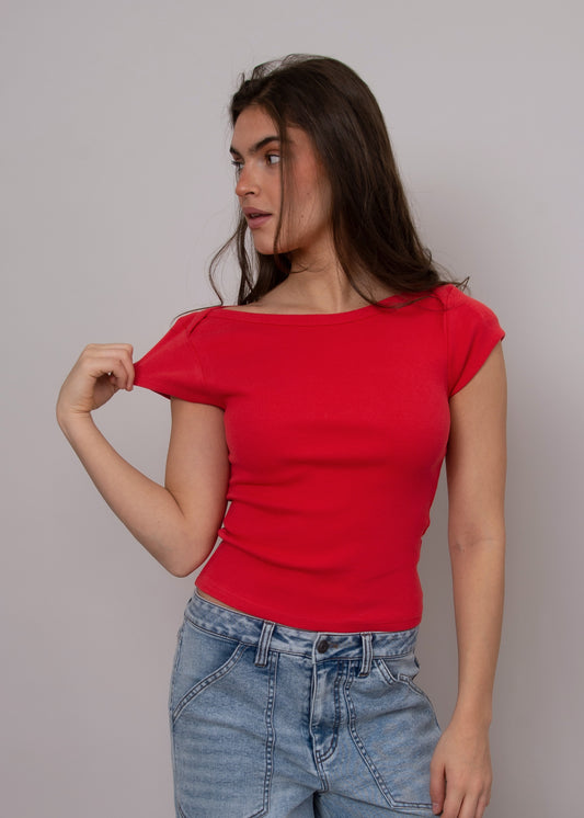 Kelly Boatneck Top-Cherry- Rd Style - Uforia Muse 