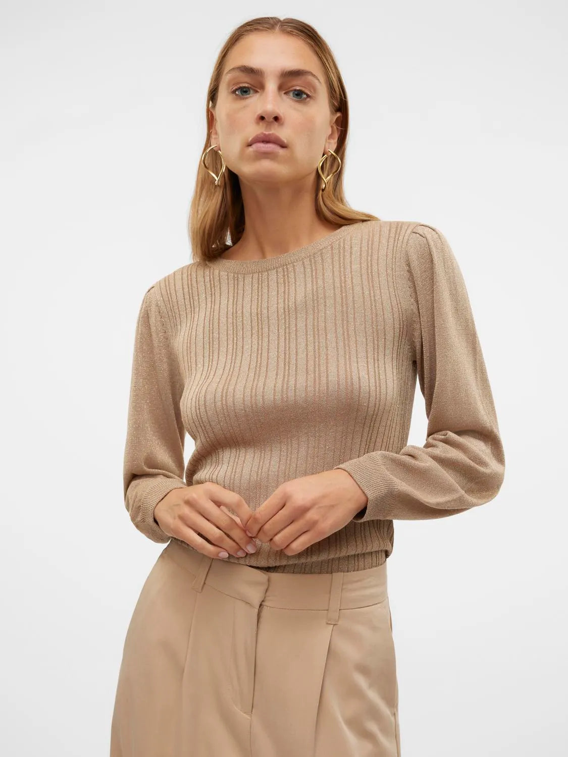 Talia Shimmer Pullover-GOLD-Vero Moda