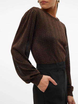 Talia Shimmer Pullover-Choco-Vero Moda