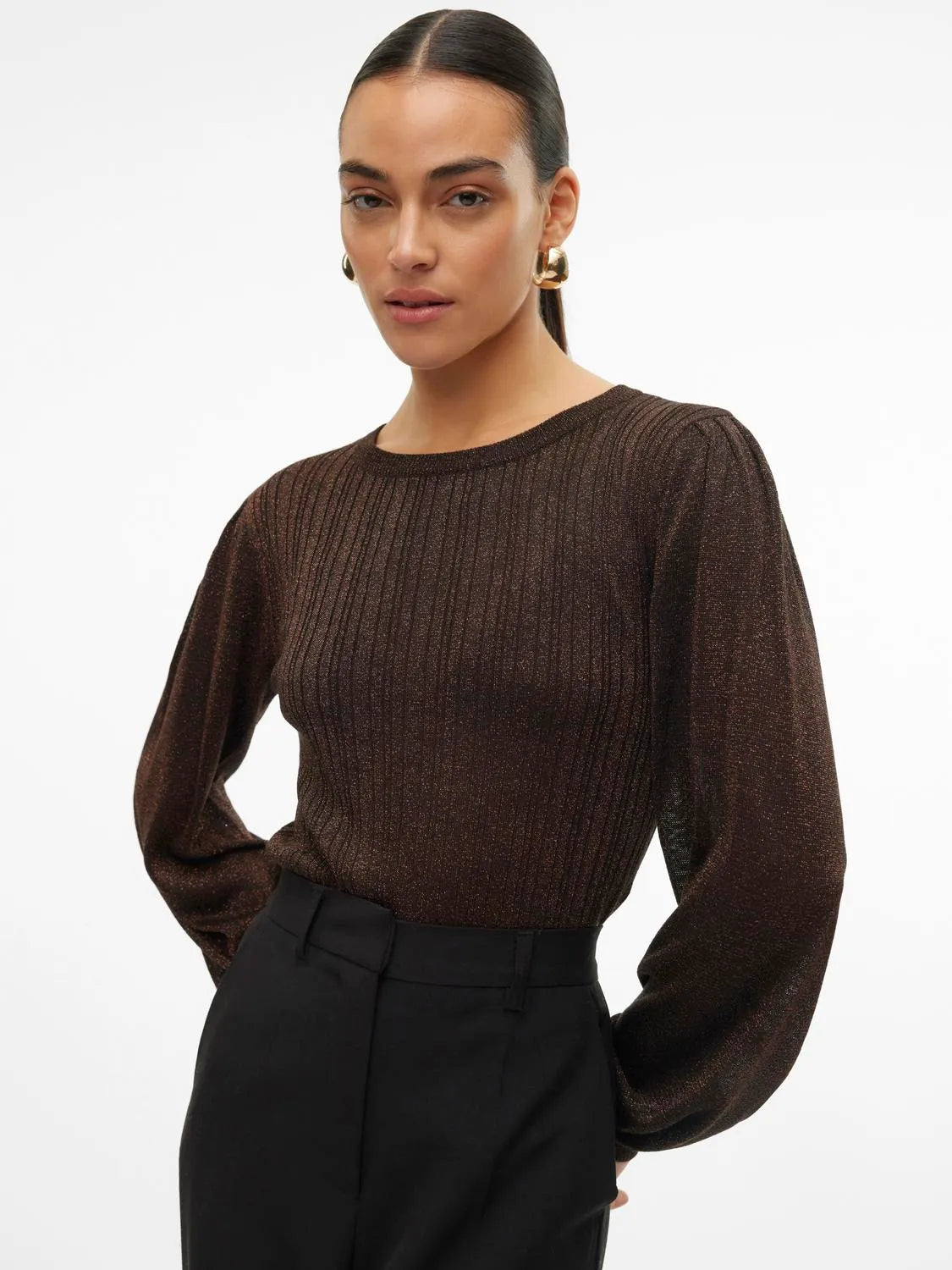 Talia Shimmer Pullover-Choco-Vero Moda